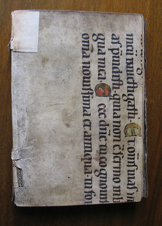 Left cover, Historia dess leidens und stärbens, Konstanz: [Balthasar Romätsch],1545 (Stiftsbiblothek St Gallen, EE r V 26.1)