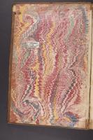 French Curl on Wide Comb trough-marbled paper, left endleaf (C.9.10)