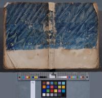 Blue displace-patterned paste paper, full cover