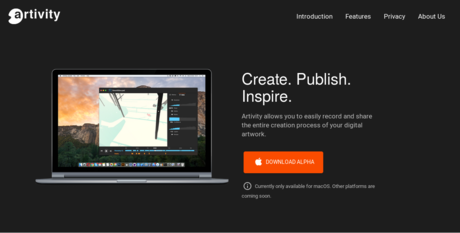 Front page of artivity.io