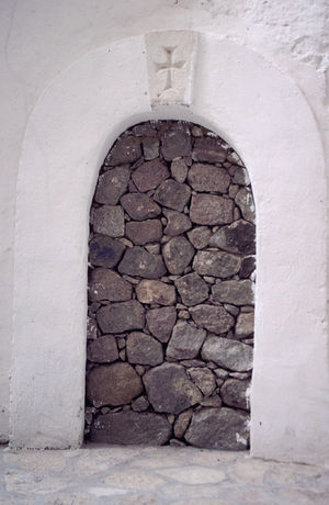 Stone filled doorway